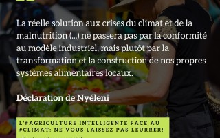 Plus de 355 organisations de la société civile disent NON à l’«agriculture intelligente face au climat»